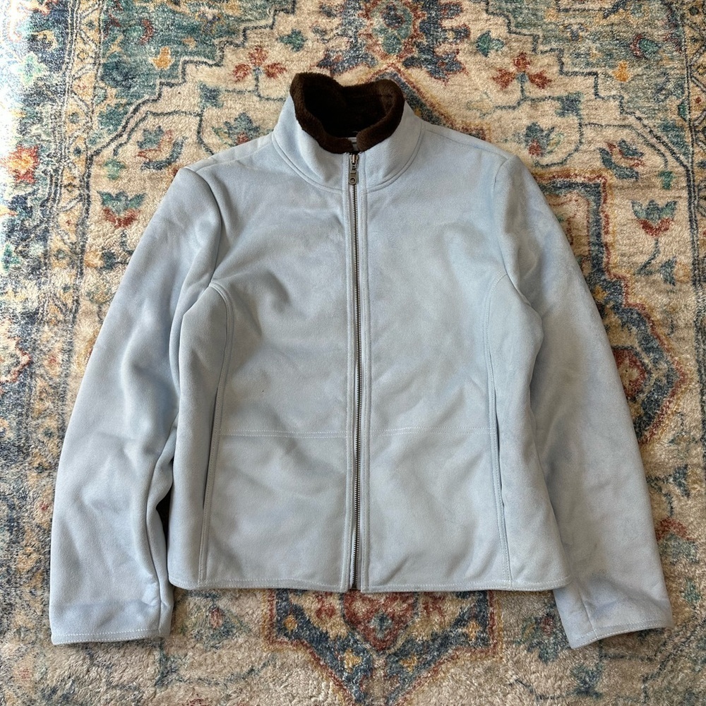 Vintage B.U.M Equipment Blue Suede Zip-up Jacket Medium